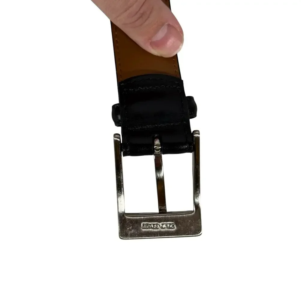 Johnston & Murphy Men's 44 Black Leather Belt Solid Brass Buckle 1.25
